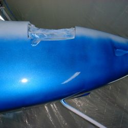 Spraying Blue onto the Fuselage